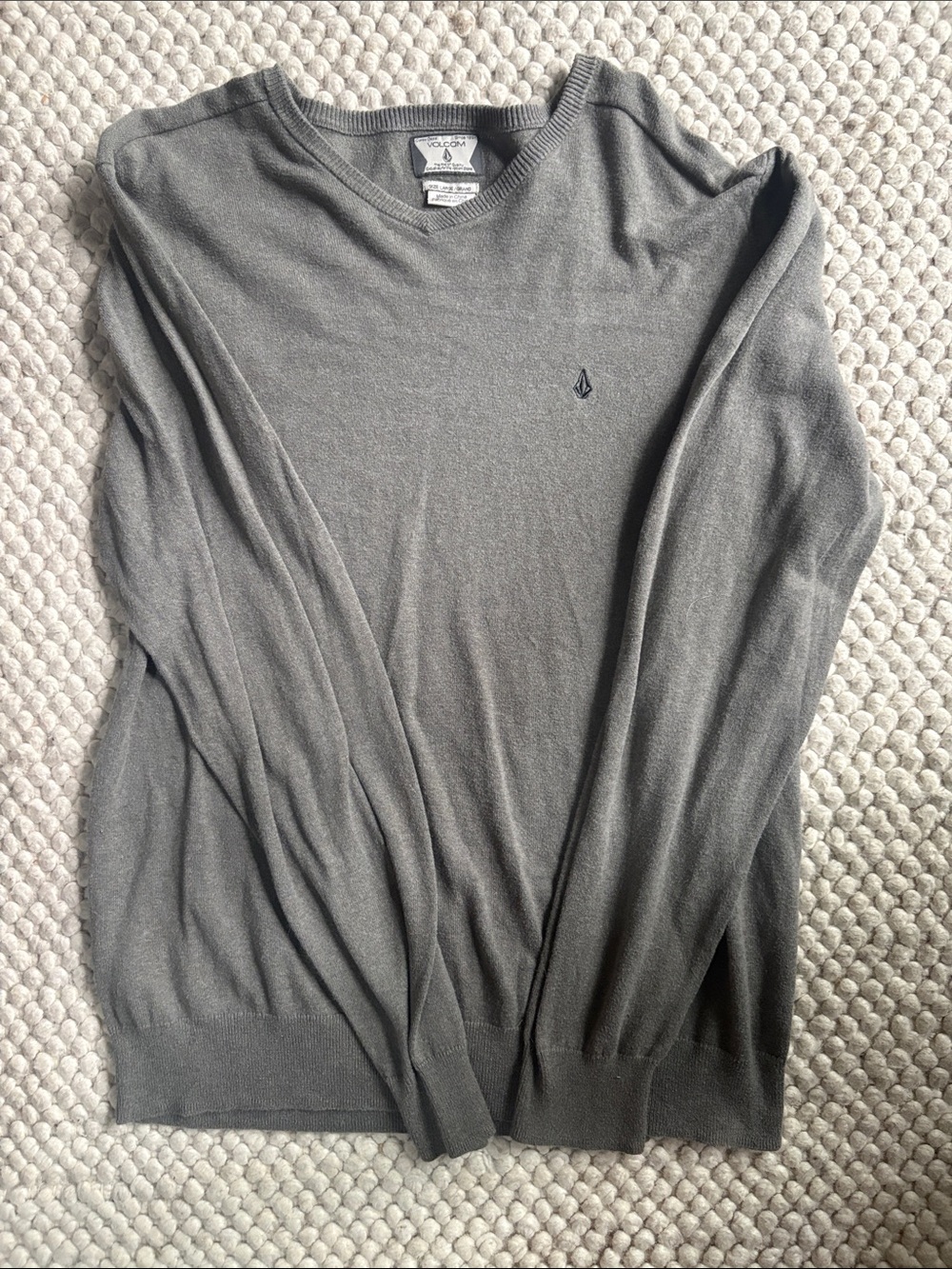 Volcom Men's Charcoal Gray Crewneck Sweater
